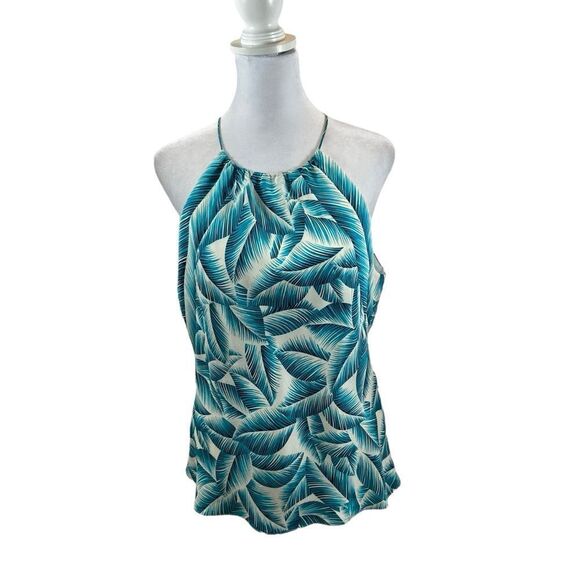 Ann Taylor Leaf Print Silk Sleeveless Top with Tie‎ Back Size 10 - Picture 6 of 12